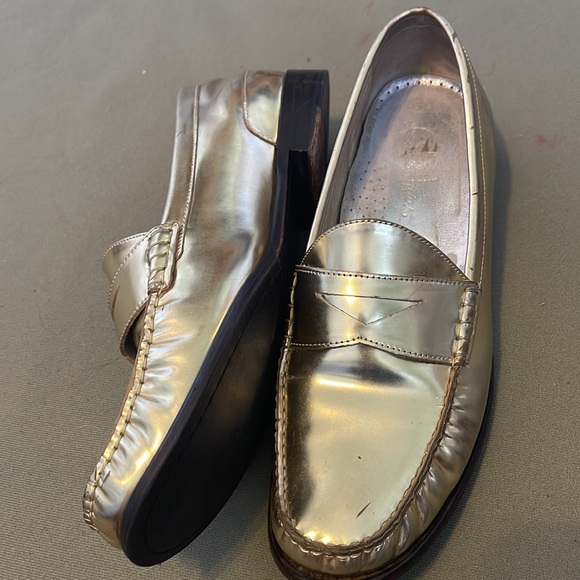 Cole Haan Metallic Gold Penny Loafers - Picture 7 of 15
